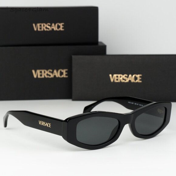 Versace Women Sunglasses Black Dark Grey Rectangle VE4487 GB1/87 NEW AUTHENTIC main image 5